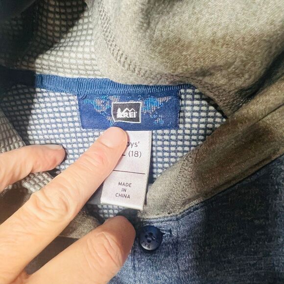 REI Blue Green Boys XL (18) Hooded Longsleeve Shirt - Picture 6 of 8